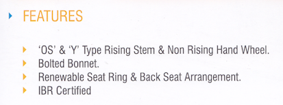 IBR Certified Features of FORGED STEEL GATE VALVE Chennai